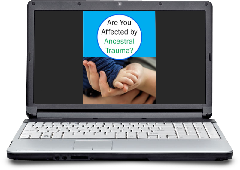 Ancestral Trauma Quiz shown on a laptop screen.