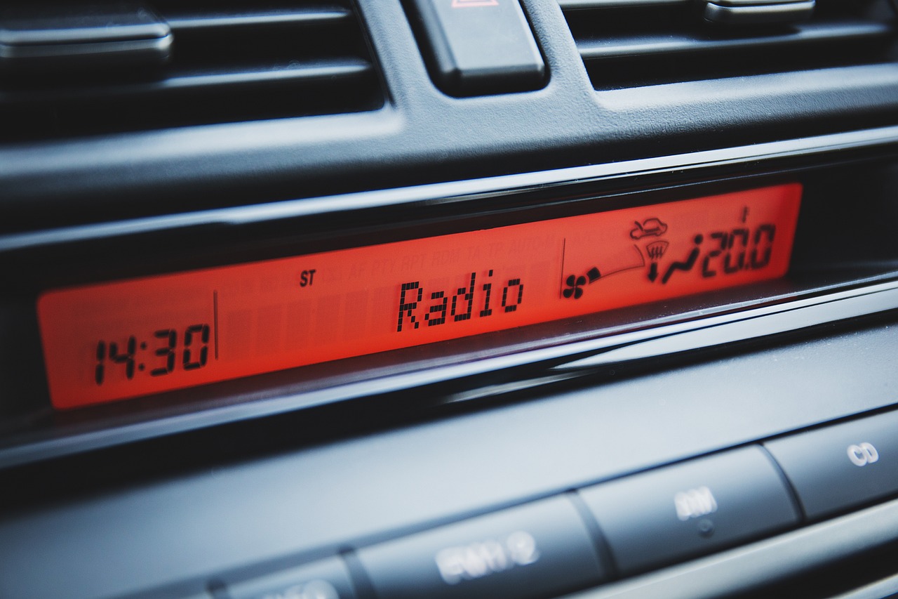 Car radio display.