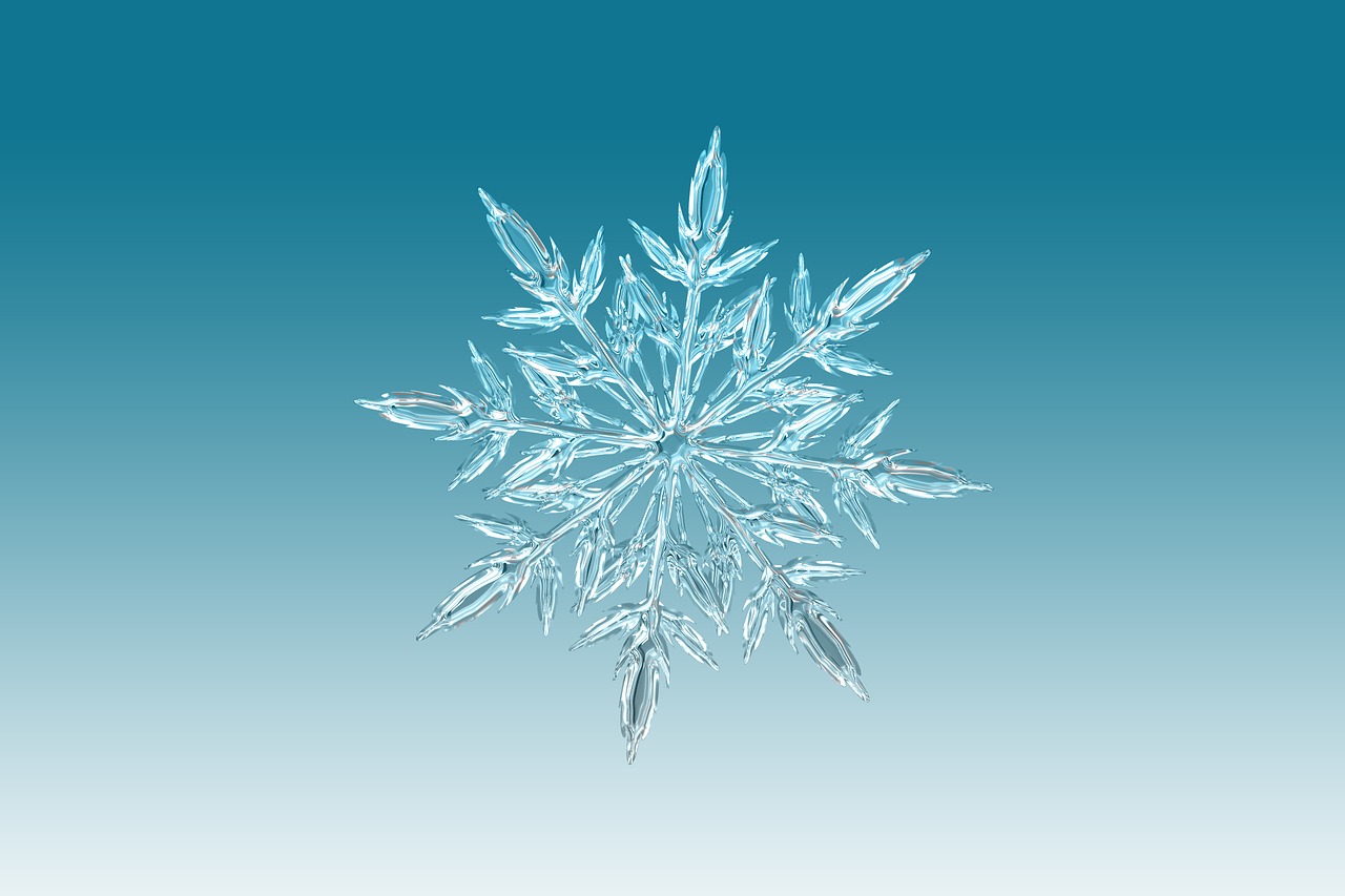 Snowflake-like water crystal.