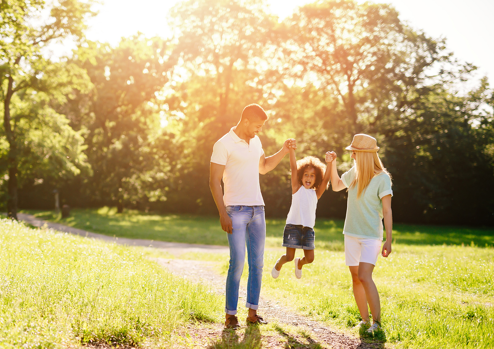 Family enjoying time outdoors together.